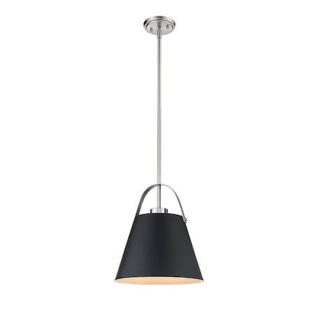Z-Lite Z-Studio 1 Light Pendant, Matte Black 726P-MB+BN